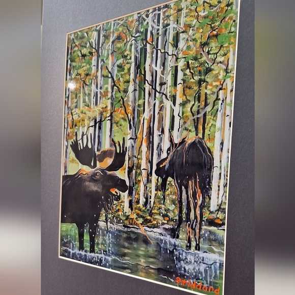 masterartistjackestiddard Other - Two Bulls Moose Art Print By Jack E. Stiddard 5x7/8x10 Mat ✨️PRICE FIRM✨️